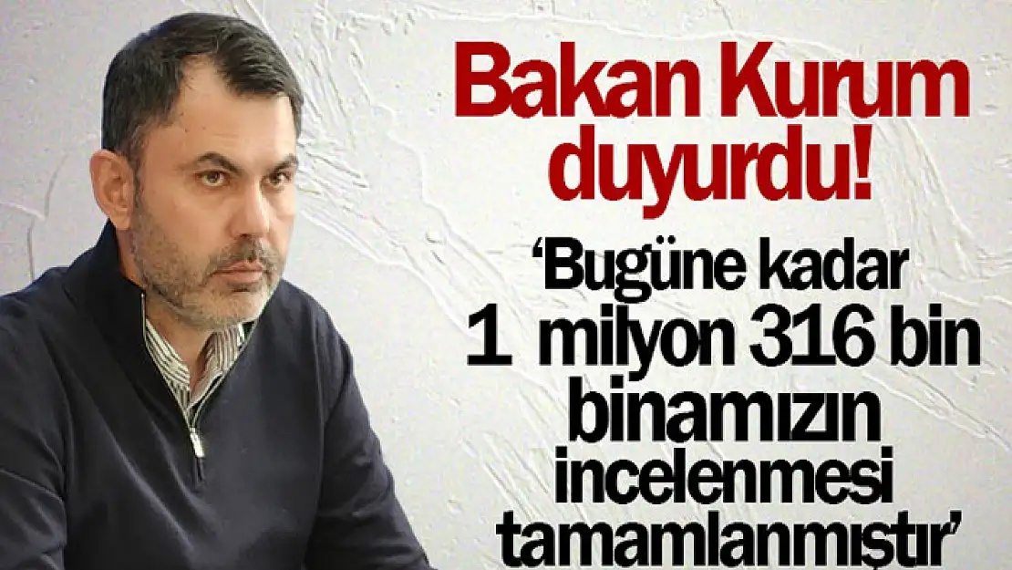 Bakan Kurum: 'Bugüne kadar 1 milyon 316 bin binamızın incelenmesi tamamlanmıştır'