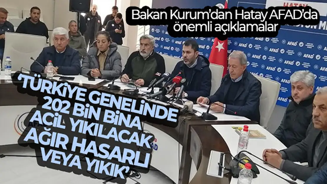 Bakan Kurum: 'Türkiye genelinde 202 bin bina acil yıkılacak, ağır hasarlı veya yıkık'