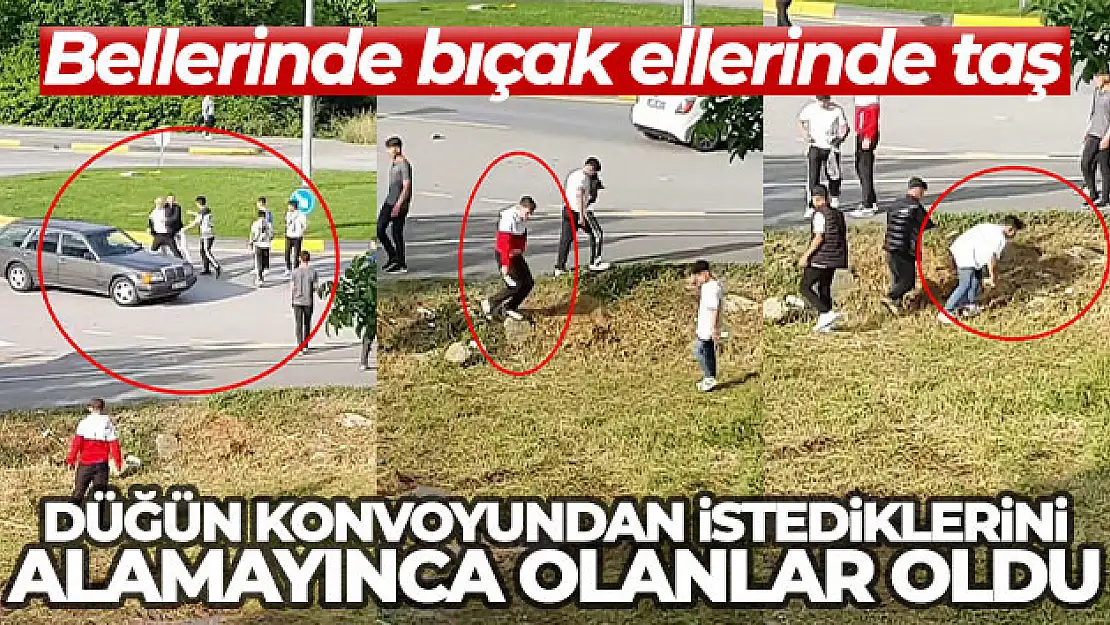 Bellerinde bıçak ellerinde taş: Düğün konvoyundan istediklerini alamayınca olanlar oldu