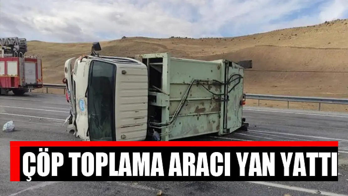 Çöp toplama aracı yan yattı