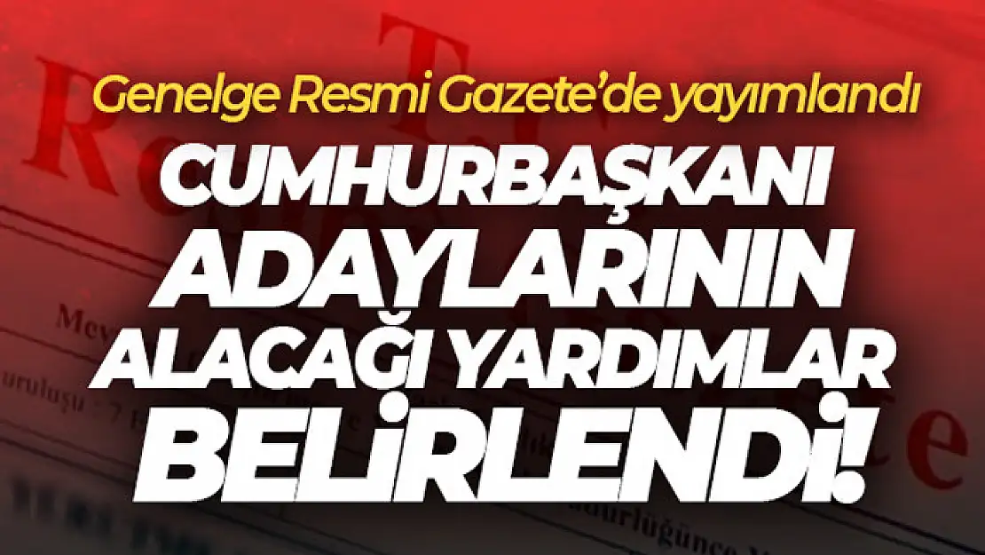 Cumhurbaşkanı adaylarının seçim döneminde alacağı yardımlara ilişkin genelge Resmi Gazete'de