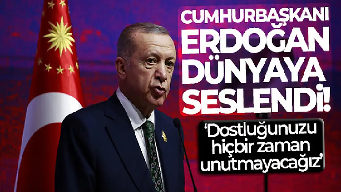 Cumhurbaşkanı Erdoğan: 'Dostluğunuzu hiçbir zaman unutmayacağız'