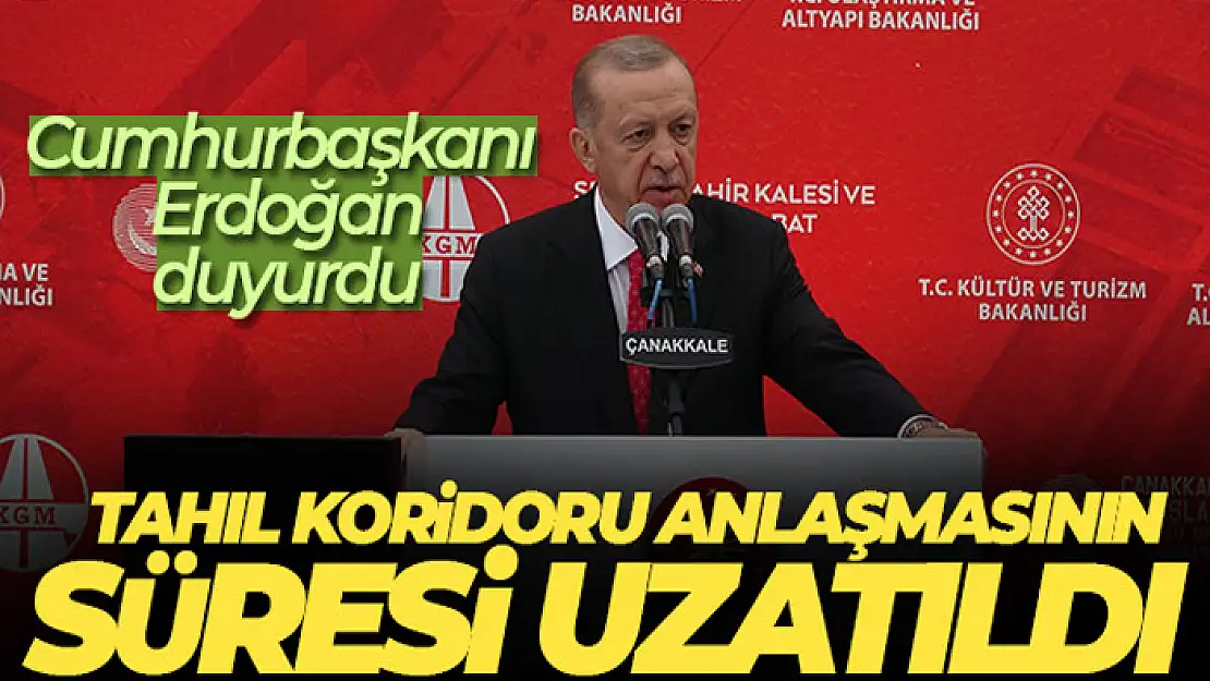 Cumhurbaşkanı Erdoğan, tahıl koridoru anlaşmasının süresinin uzatıldığını açıkladı