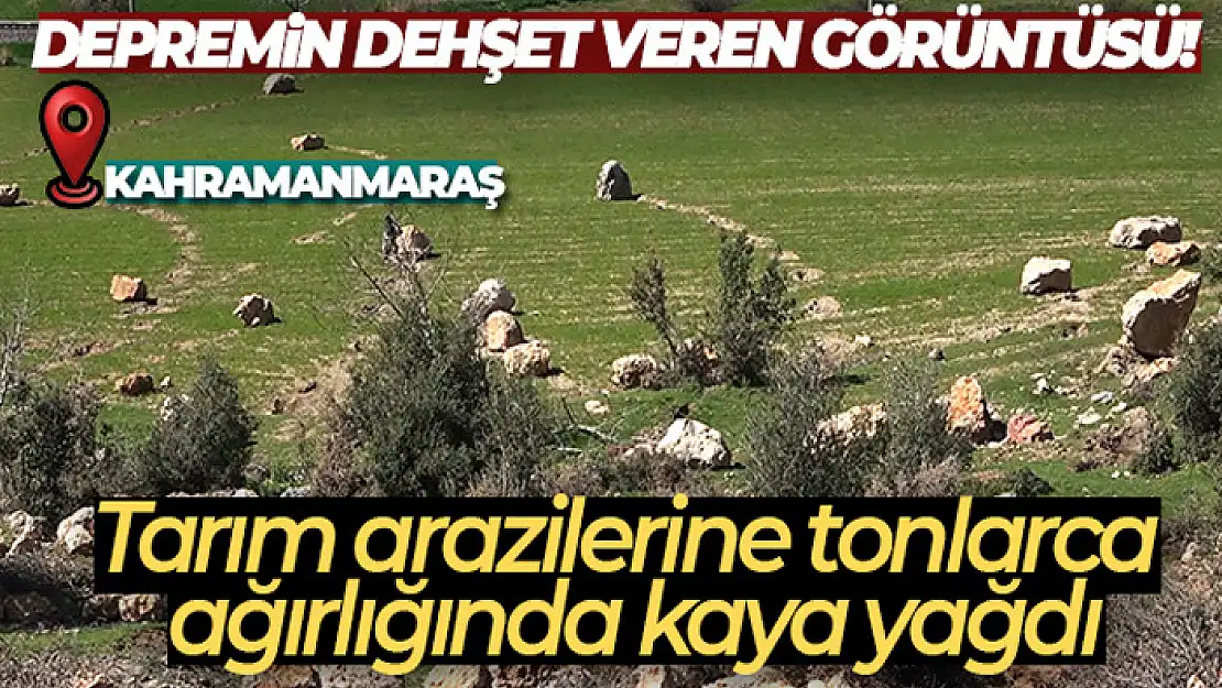 Depremin dehşet veren görüntüsü: Tarım arazilerine tonlarca ağırlığında kaya yağdı