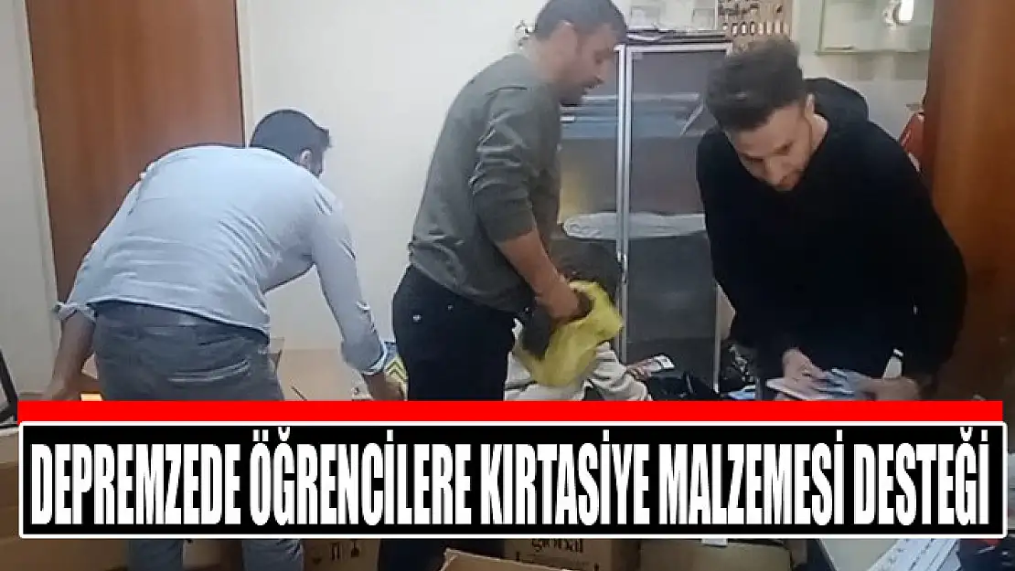 Depremzede öğrencilere kırtasiye malzemesi desteği