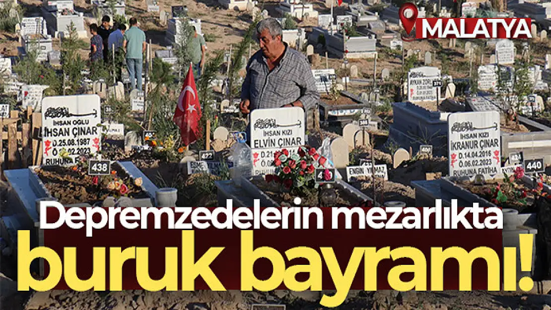 Depremzedelerin mezarlıkta buruk bayramı