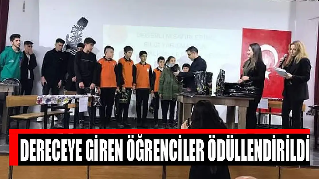 Dereceye giren öğrenciler ödüllendirildi