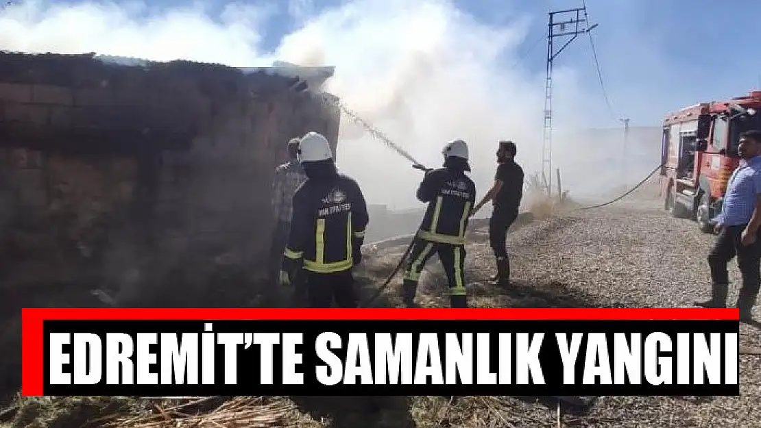 Edremit'te samanlık yangını