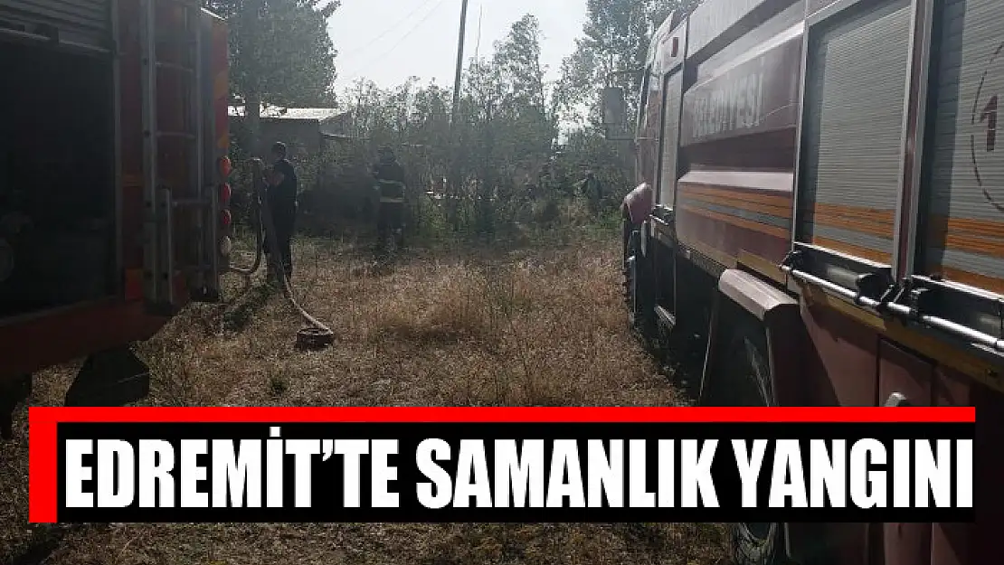 Edremit'te samanlık yangını