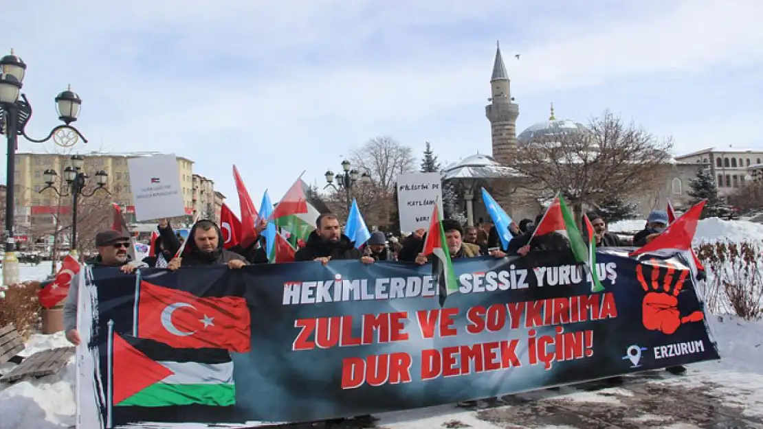 Erzurum'da sağlıkçıların sessiz yürüyüşü 67 haftadır sürüyor