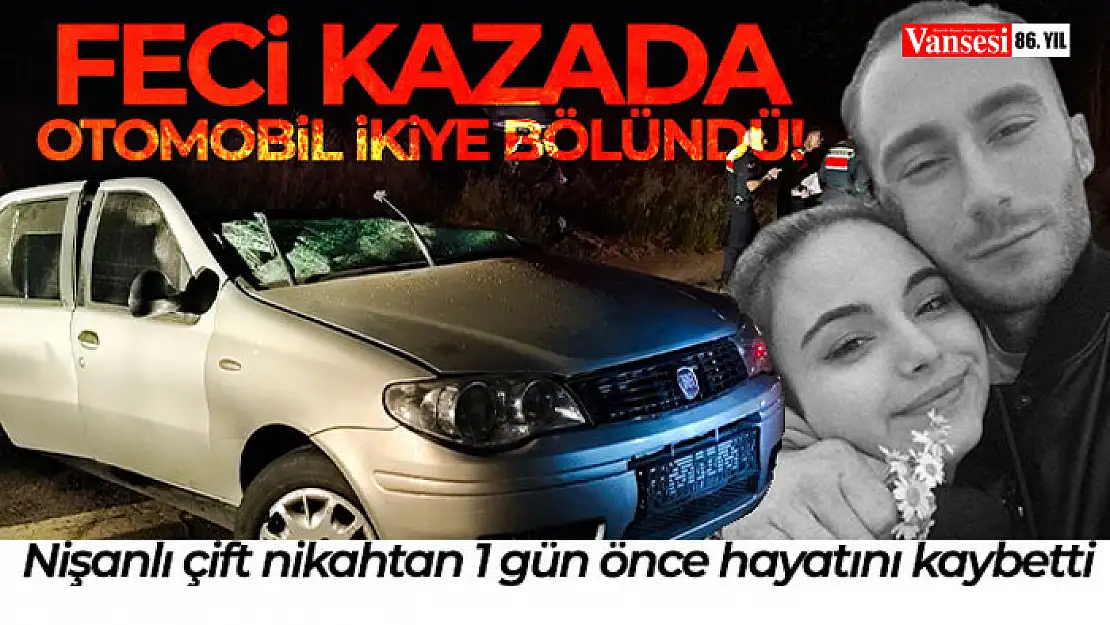 Feci kazada otomobil ikiye bölündü