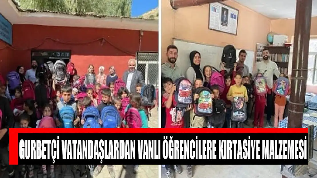 Gurbetçi vatandaşlardan Vanlı öğrencilere kırtasiye malzemesi