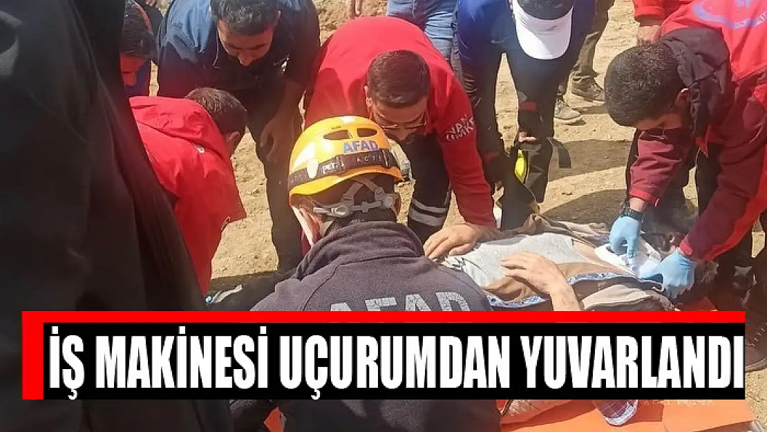 İş makinesi uçurumdan yuvarlandı