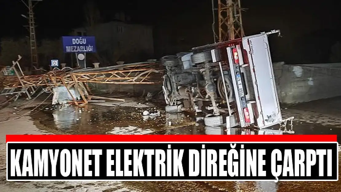 Kamyonet elektrik direğine çarptı