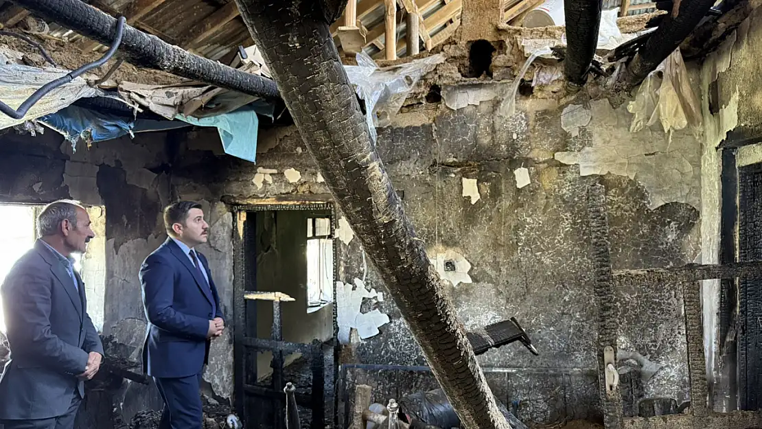 Kaymakam Bulut'tan evi yanan aileye ziyaret