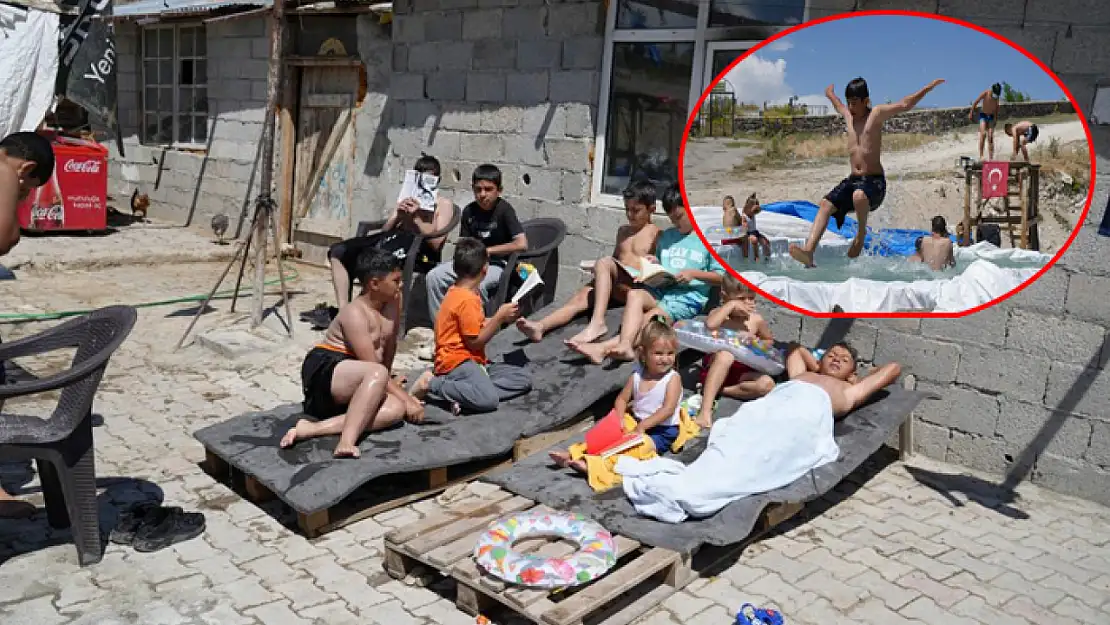 Kendi imkanlarıyla köydeki çocuklar için havuz yaptı