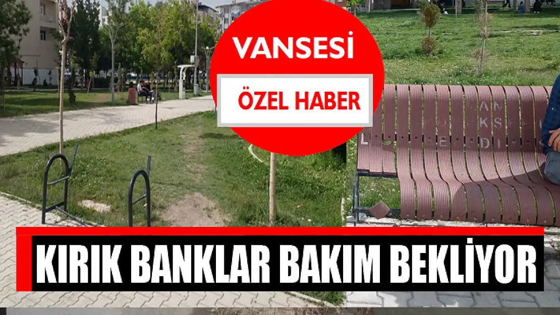 Kırık banklar bakım bekliyor