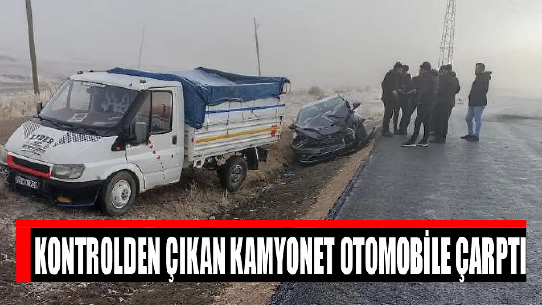 Kontrolden çıkan kamyonet otomobile çarptı