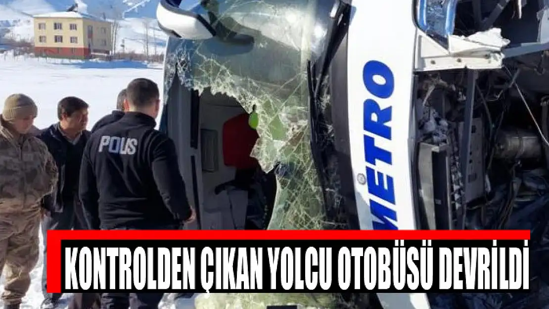 Kontrolden çıkan yolcu otobüsü devrildi