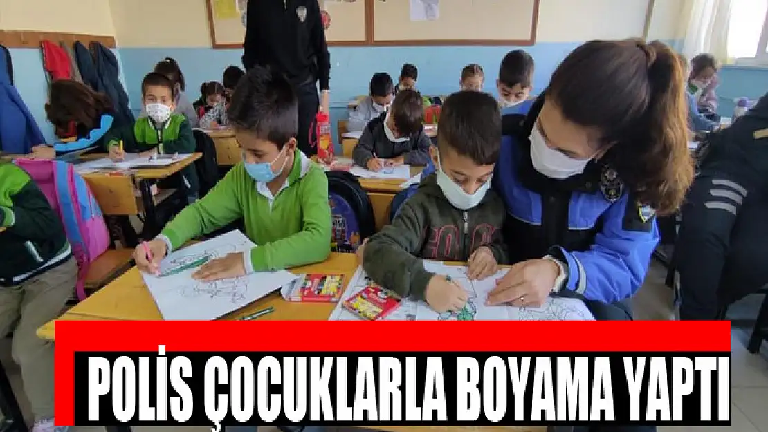  Polis çocuklarla boyama yaptı