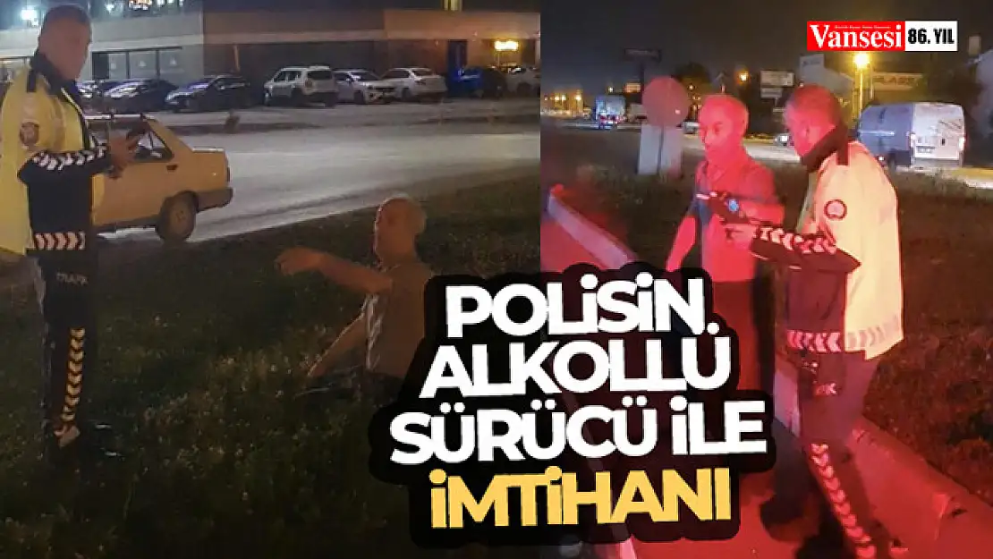 Polisin alkollü sürücü ile imtihanı kamerada