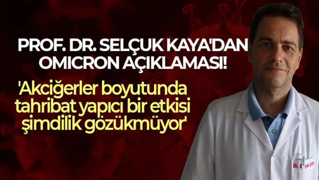 Prof. Dr. Selçuk Kaya: 'Omicron varyantının akciğerler boyutunda tahribat yapıcı bir etkisi şimdilik gözükmüyor'