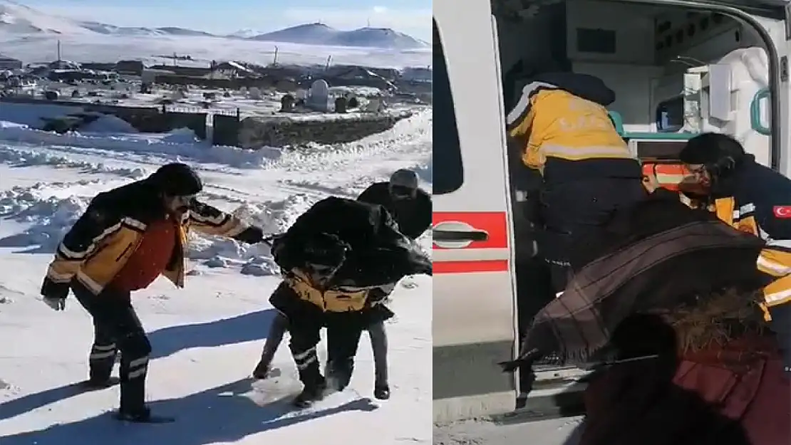 Sağlık çalışanı yaşlı kadını sırtında ambulansa taşıdı