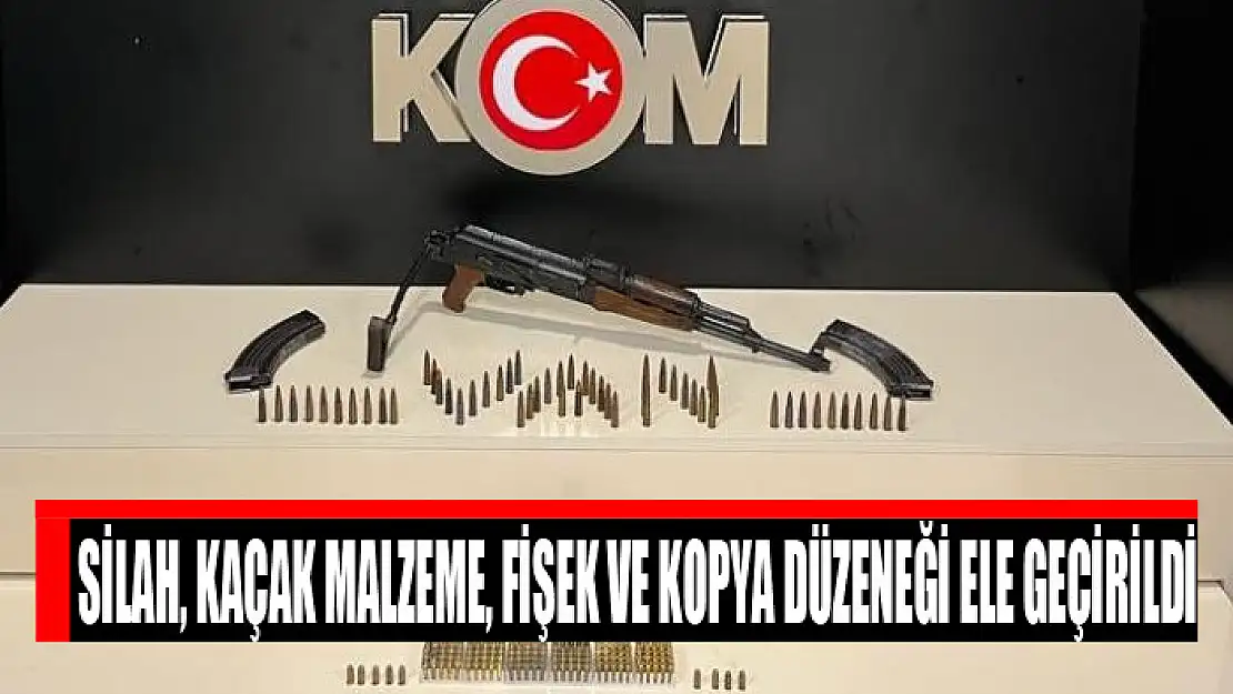 Silah, kaçak malzeme, fişek ve kopya düzeneği ele geçirildi