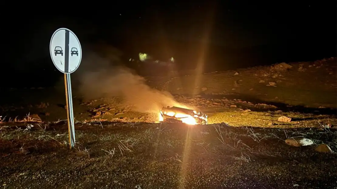 Takla atan otomobil alev aldı