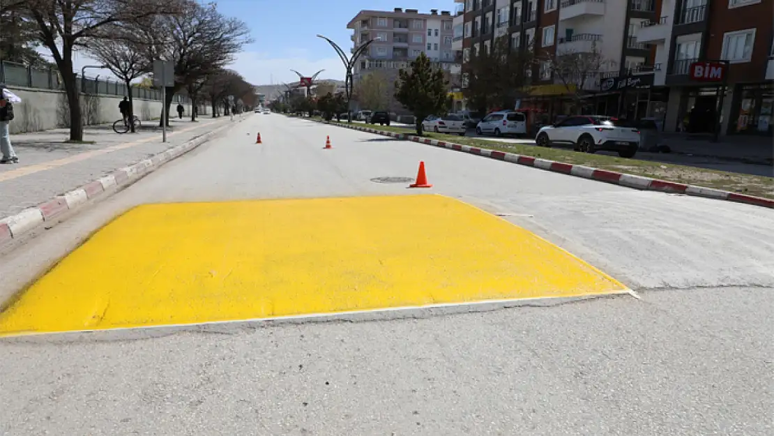 Trafik güvenliği için hız kesiciler boyanıyor