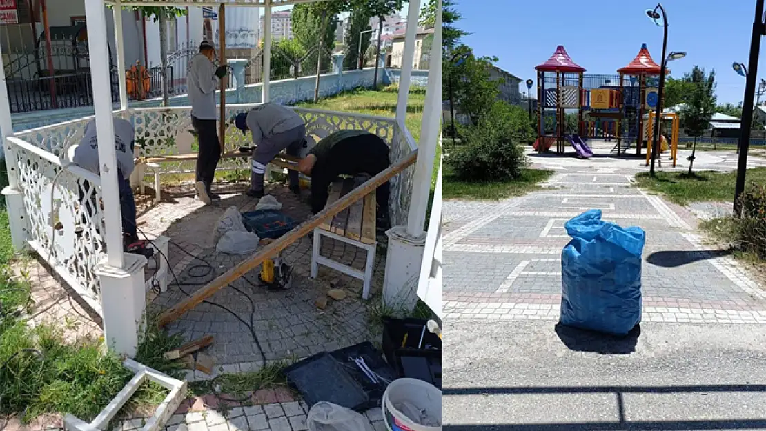 Tuşba Belediyesi'nden parklarda bakım onarım çalışması