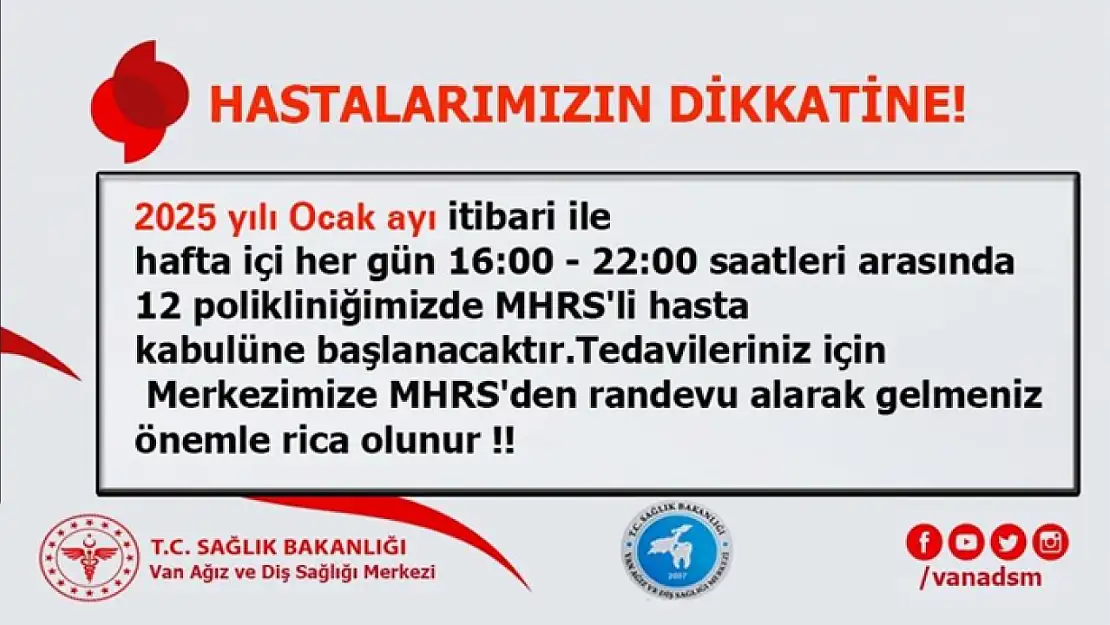 Van Ağız ve Diş Sağlığı Merkezi'nden akşam hizmeti