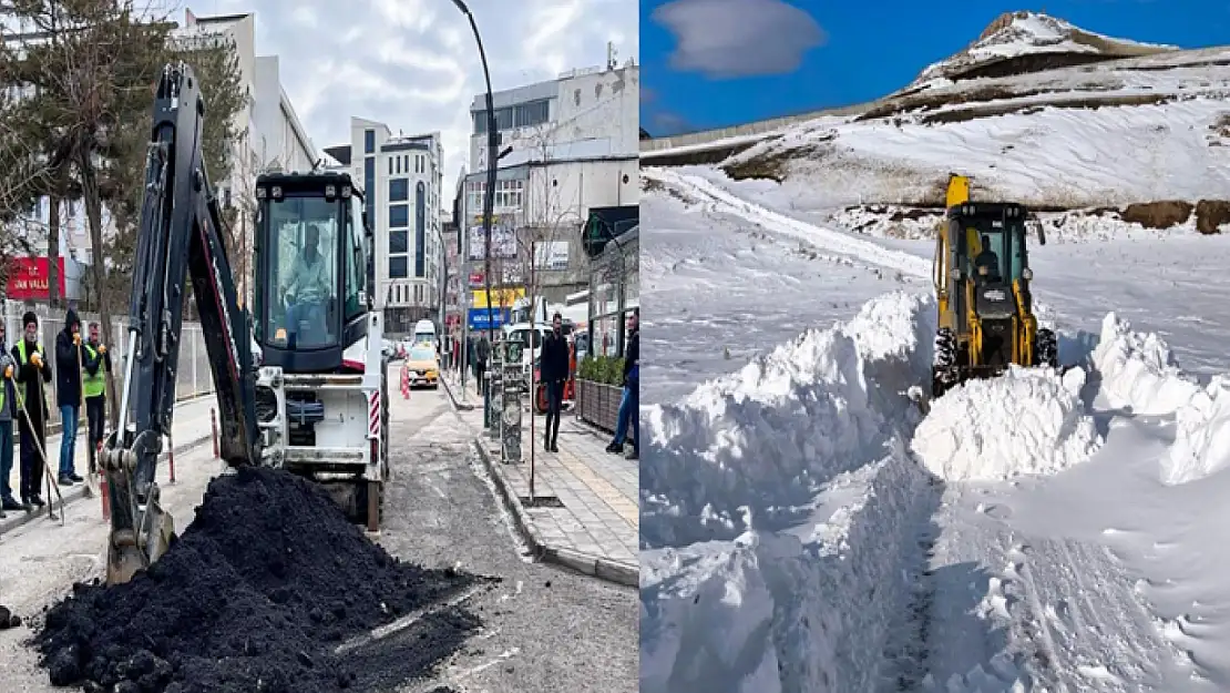 Van'da hem altyapı hem de karla mücadele çalışması