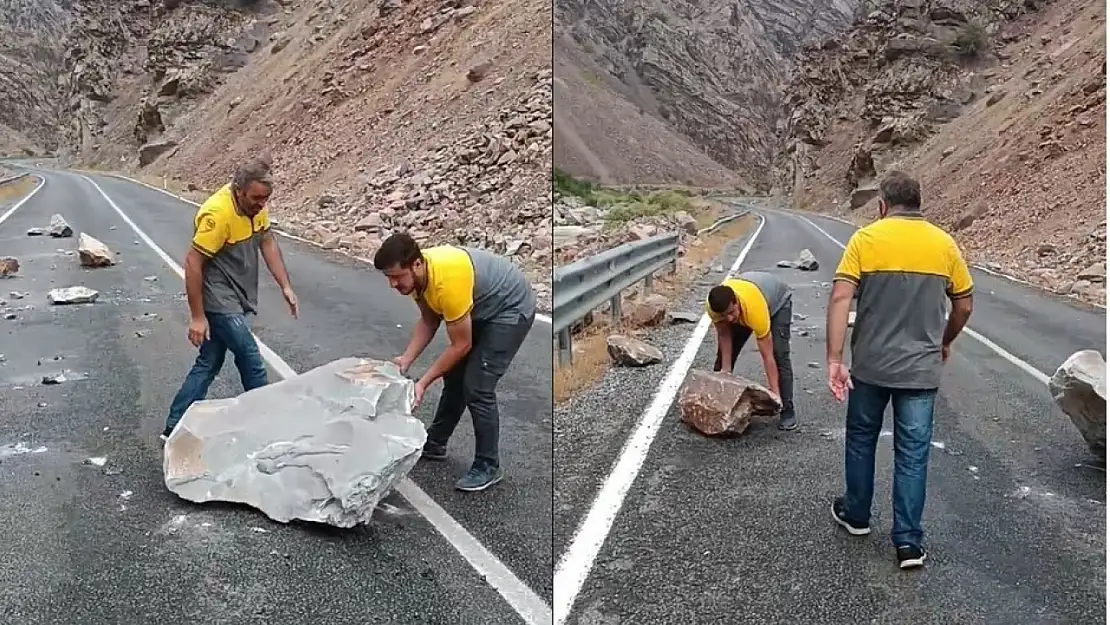 Van-Hakkari-Çukurca kara yoluna kaya düştü