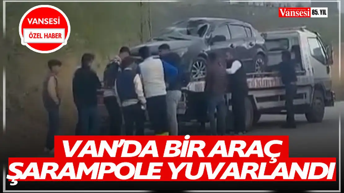 Van'da bir araç şarampole yuvarlandı