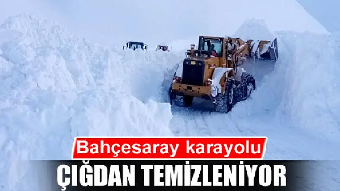 Bahçesaray karayolu çığdan temizleniyor