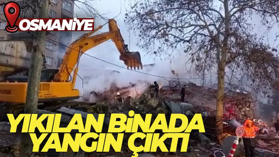 Yıkılan 9 katlı binada yangın çıktı