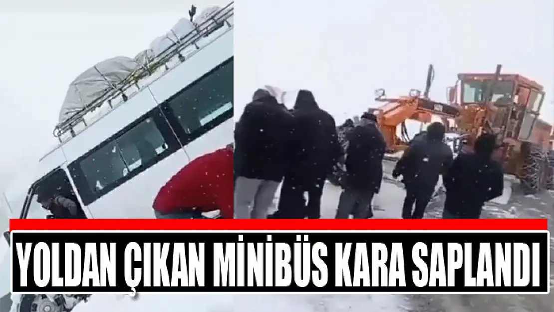 Yoldan çıkan minibüs kara saplandı