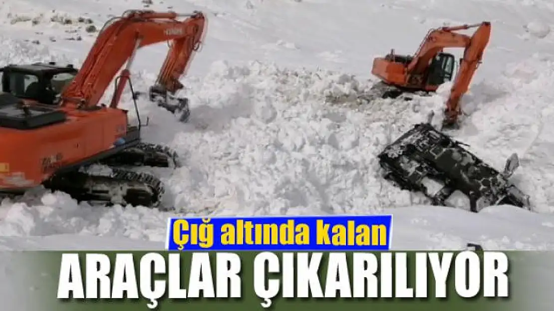 Facianın yaşandığı bölgede çığ altında kalan araçlar çıkarılıyor