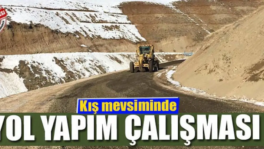 Kış mevsiminde yol yapım çalışması 