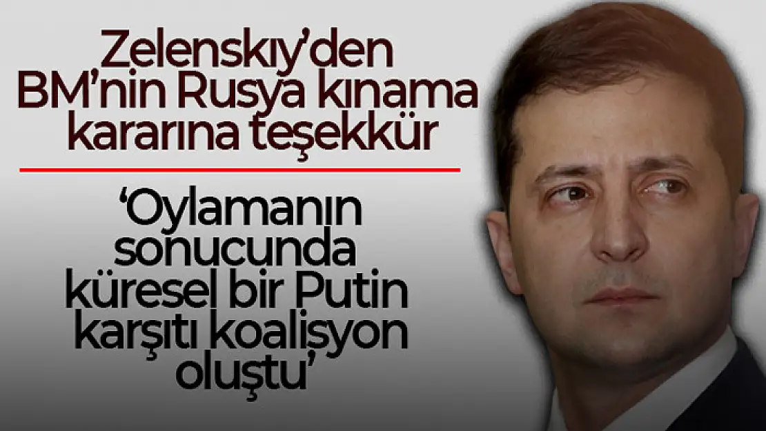 Zelenskiy'den BM'nin Rusya'yı kınama kararına teşekkür