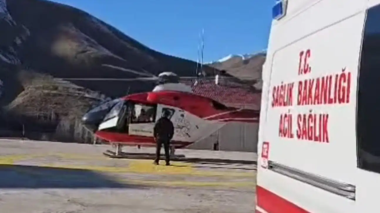 Hamile kadın ambulans helikopterle Van'a getirildi