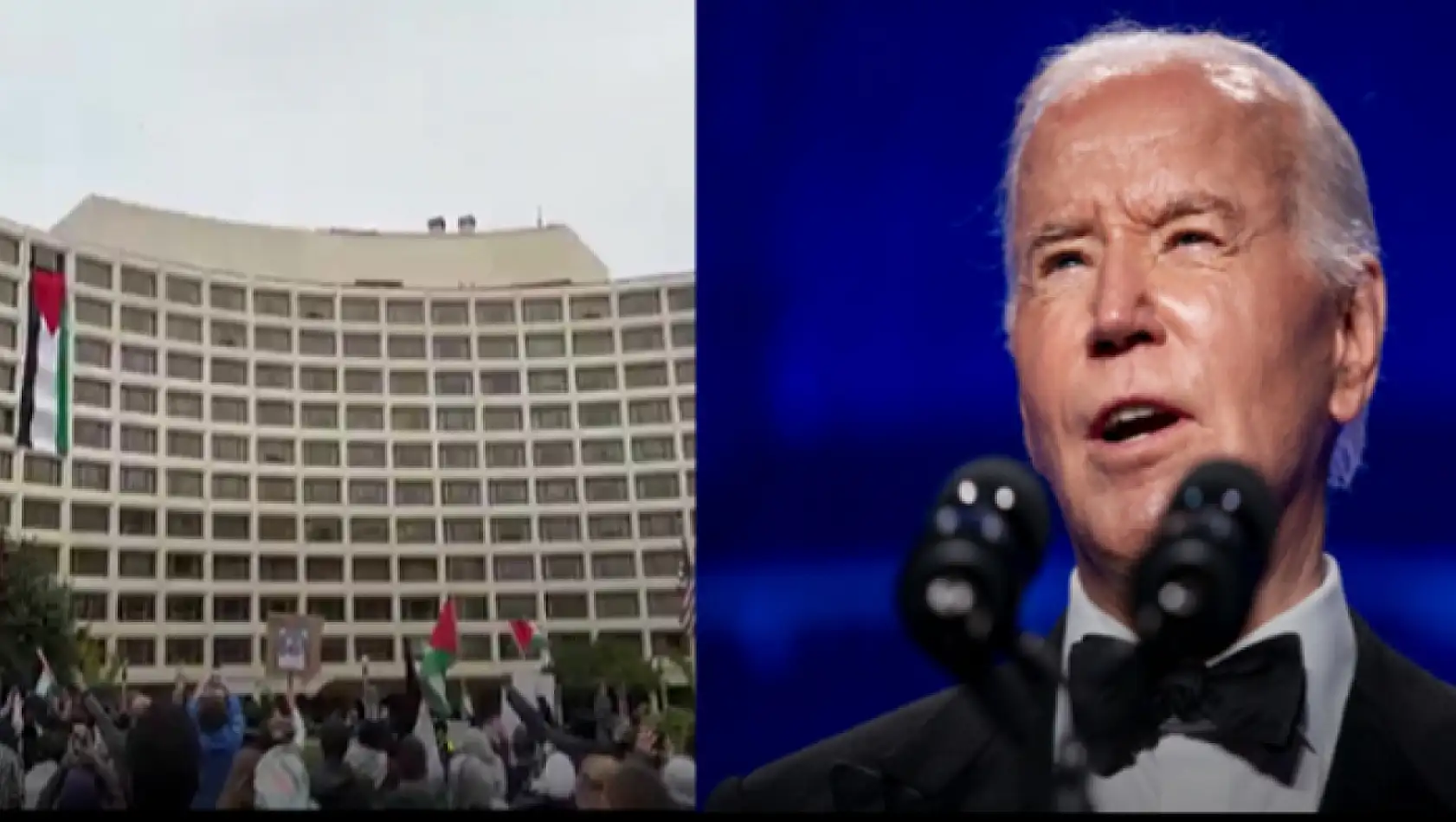 Biden içerde konuştu, eylemciler dışarda 'Soykırımcı Joe' sloganları attı