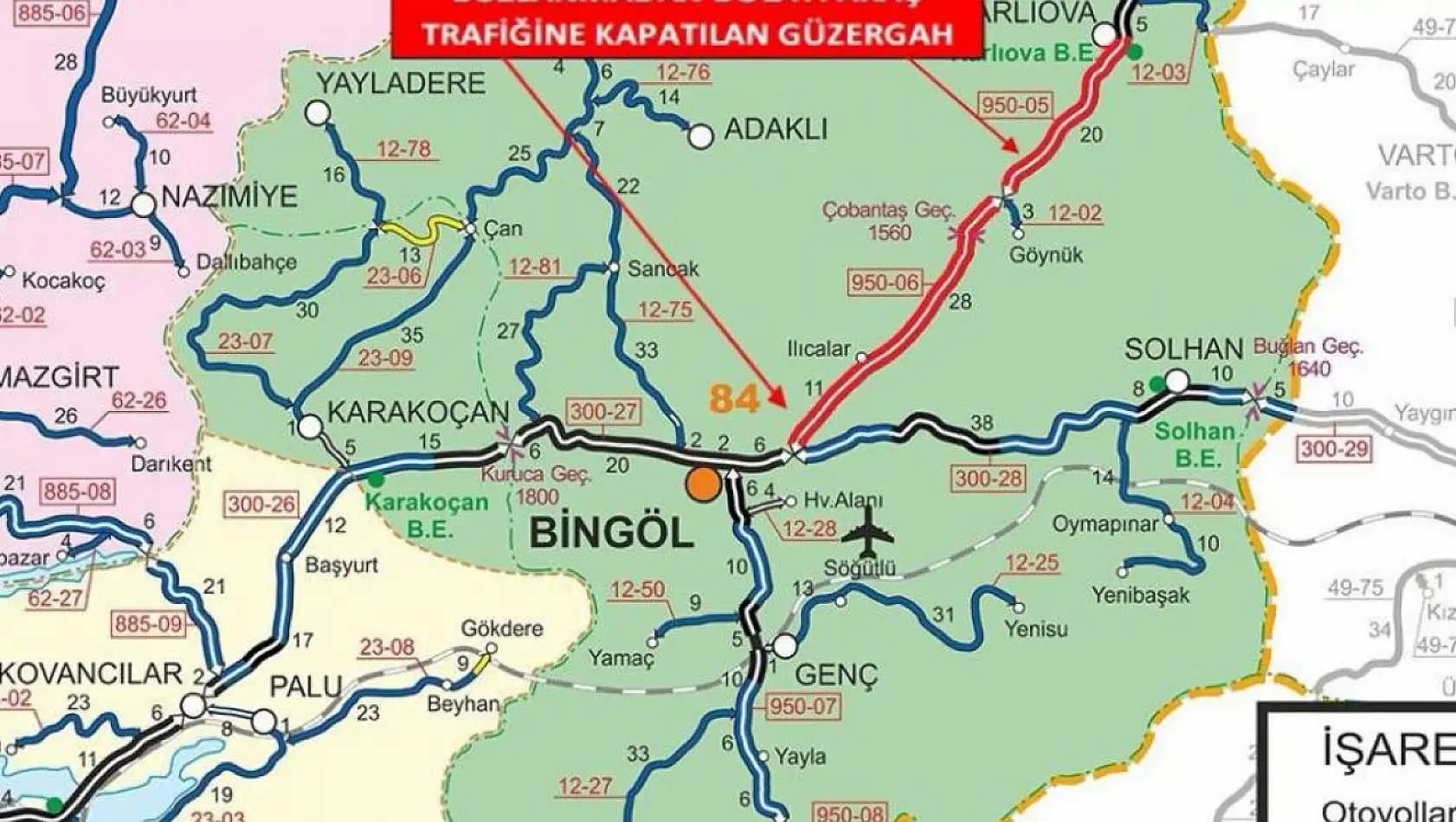 Bingöl-Erzurum Yolu Trafiğe Kapatıldı