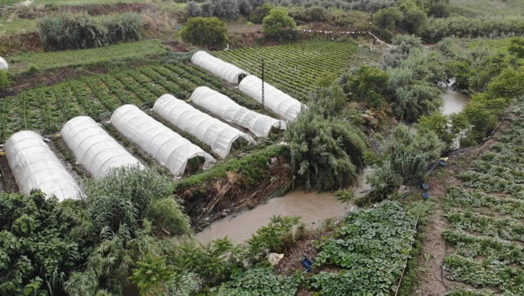 Şiddetli yağmurun etkili olduğu Hatay'da tarım arazileri sular altında kaldı