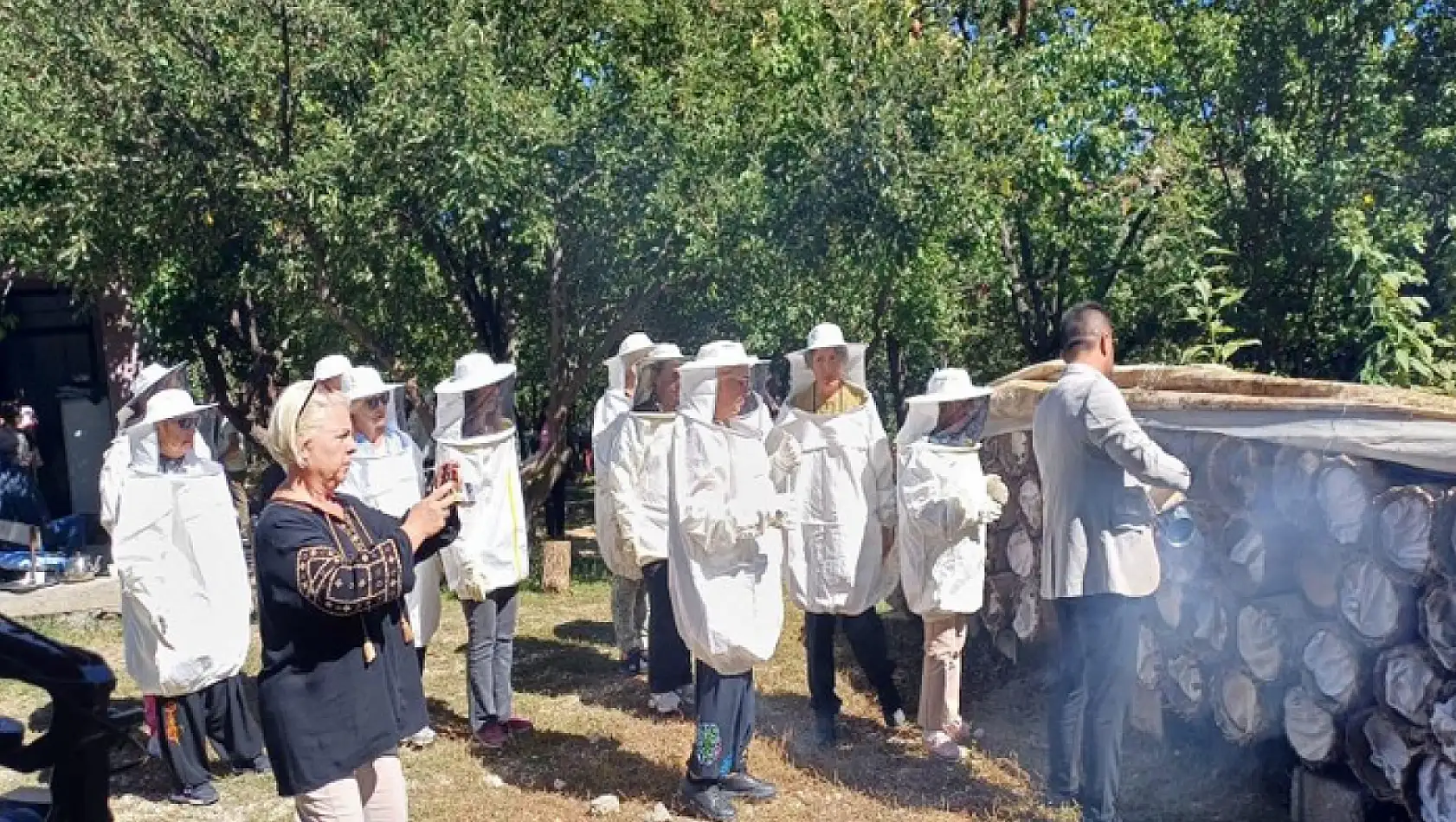 Yerli turistler Van'da bal hasadı yaptı