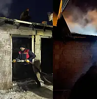 Çaldıran'daki odunluk yangınına itfaiye müdahalesi