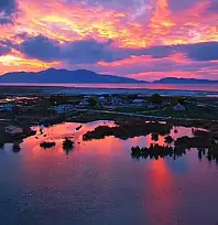 Erçek Gölü'nde muhteşem günbatımı