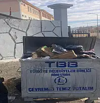 İki okulun önünde sadece 1 çöp konteyneri var
