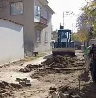 Tekevler Mahallesinde parke taşı döşeme çalışması